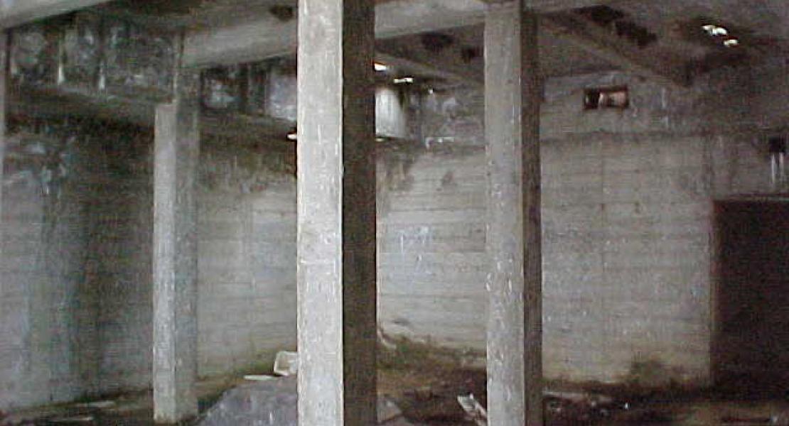 Interior of underground room, purpose unknown! Storage of munitions? Or furnace room?