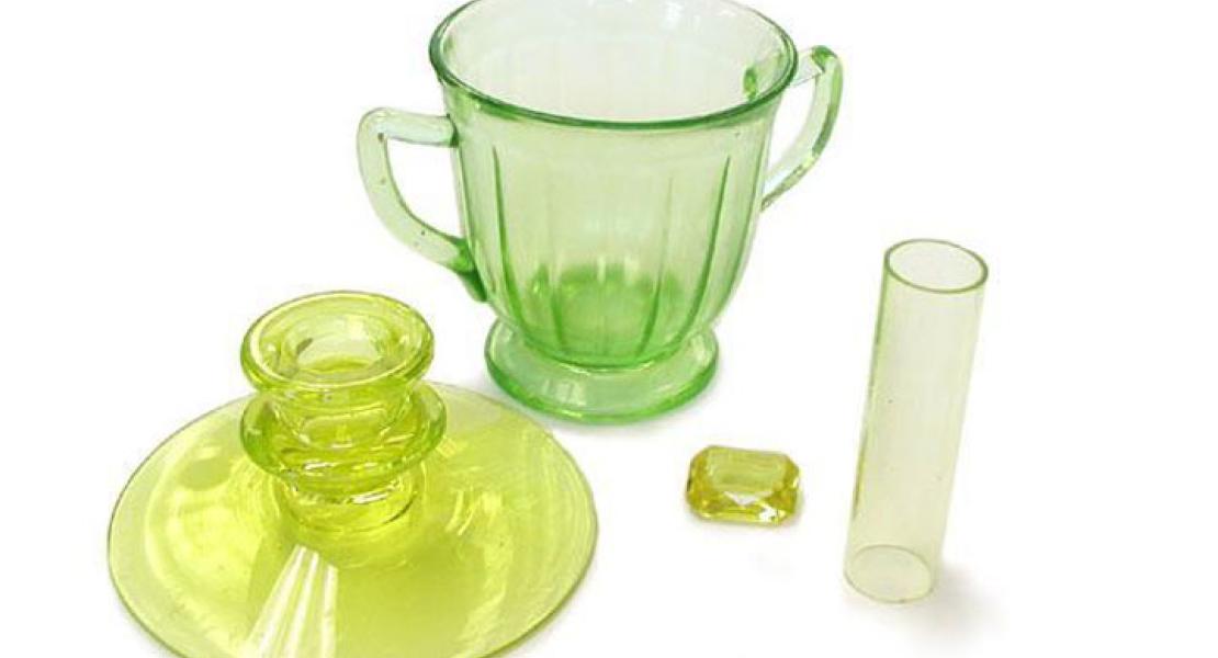 Vaseline and Uranium Glass Display