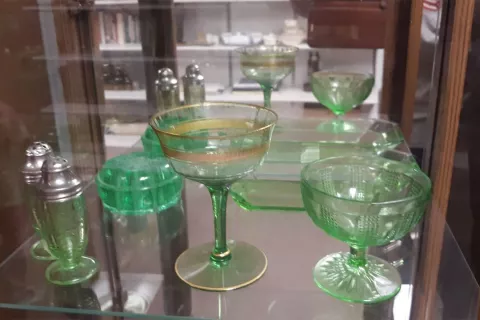 Vaseline and Uranium Glass Display